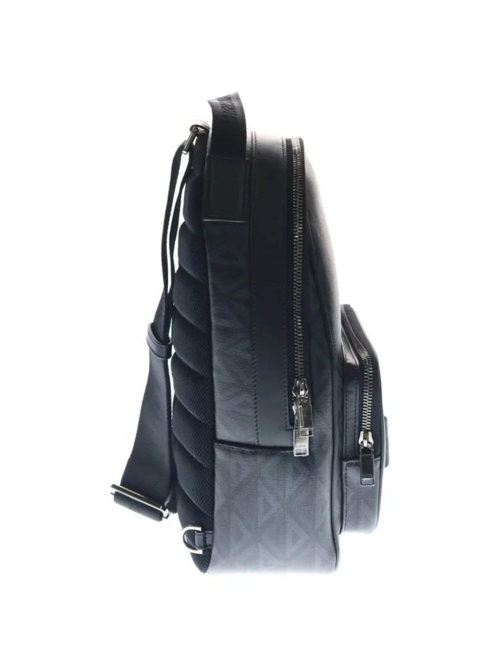 Dior Rider CD Diamond Mini Sling Bag Black Canvas Silver